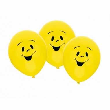 24x stuks gele party ballonnen emoticon emoticons thema