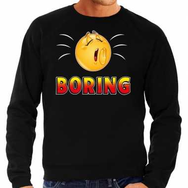 Funny emoticon sweater boring zwart heren