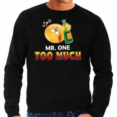 Funny emoticon sweater mr. one too much zwart heren