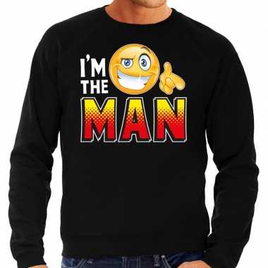 Funny emoticon sweater mr. right zwart heren