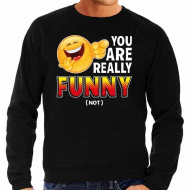 Funny emoticon sweater you are really funny zwart heren