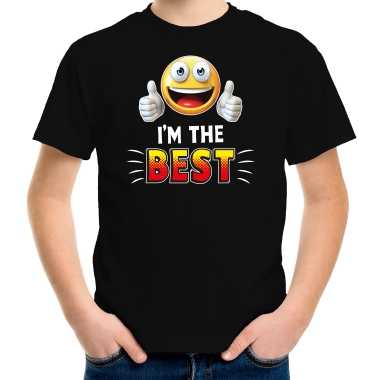 Funny emoticon t shirt im the best zwart voor kids