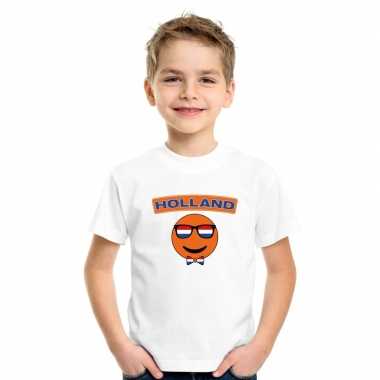 Holland coole emoticon t shirt wit kinderen
