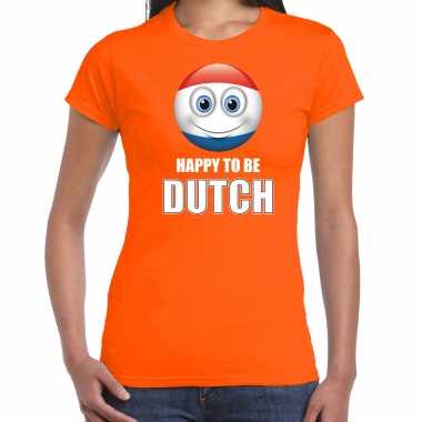 Nederland emoticon happy to be dutch landen t shirt oranje dames