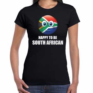 Zuid afrika emoticon happy to be african landen t shirt zwart dames