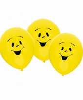 12x stuks gele party ballonnen emoticon emoticons thema