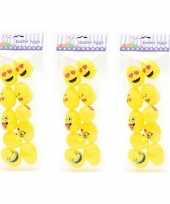 30x emoticon paaseieren geel om te vullen 6 cm