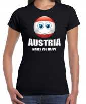 Austria makes you happy landen t-shirt oostenrijk zwart voor dames met emoticon