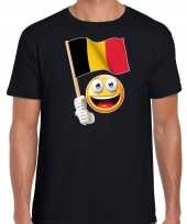 Belgie supporter fan emoticon t-shirt zwart voor heren