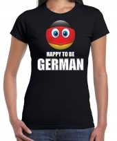 Duitsland emoticon happy to be german landen t-shirt zwart dames