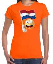 Emoticon holland nederland landen t shirt oranje voor dames