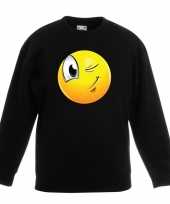 Emoticon sweater knipoog zwart kinderen