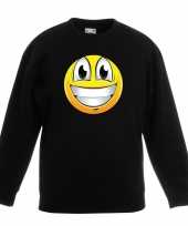 Emoticon sweater super vrolijk zwart kinderen