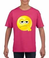 Emoticon t-shirt bedenkelijk roze kinderen