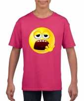 Emoticon t-shirt moe roze kinderen