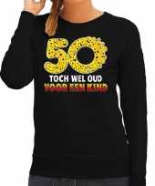 Funny emoticon sweater 50 wel oud voor een kind zwart dames