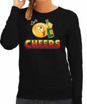 Funny emoticon sweater cheers zwart dames