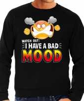 Funny emoticon sweater i have a bad mood zwart heren