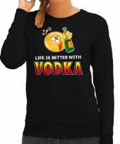 Funny emoticon sweater life is better with vokda zwart dames