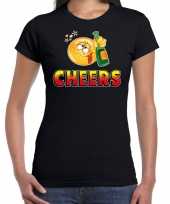 Funny emoticon t-shirt cheers zwart dames