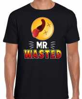Funny emoticon t-shirt mr wasted zwart voor heren