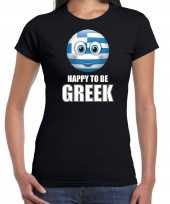 Griekenland emoticon happy to be greek landen t-shirt zwart dames