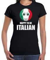 Italie emoticon happy to be italian landen t-shirt zwart dames