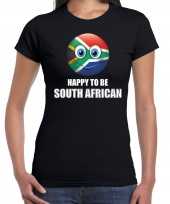 Zuid afrika emoticon happy to be african landen t-shirt zwart dames