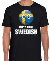 Zweden emoticon happy to be swedish landen t shirt zwart heren